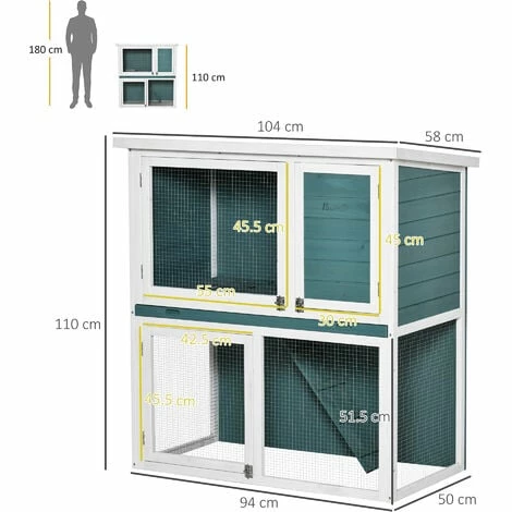 PawHut 2 Tier Wooden Rabbit Hutch Guinea Pig Cage with Slide-out Tray Ramp PawHut 2 Tier Wooden Rabbit Hutch Guinea Pig Cage With Slide-out Tray Ramp -PawHut Shop 50910793 2