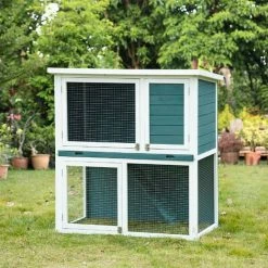 PawHut 2 Tier Wooden Rabbit Hutch Guinea Pig Cage With Slide-out Tray Ramp 2 PawHut 2 Tier Wooden Rabbit Hutch Guinea Pig Cage With Slide-out Tray Ramp -PawHut Shop 50910793 3
