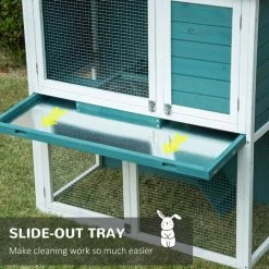PawHut 2 Tier Wooden Rabbit Hutch Guinea Pig Cage With Slide-out Tray Ramp 4 PawHut 2 Tier Wooden Rabbit Hutch Guinea Pig Cage With Slide-out Tray Ramp -PawHut Shop 50910793 5