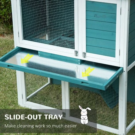 PawHut 2 Tier Wooden Rabbit Hutch Guinea Pig Cage with Slide-out Tray Ramp PawHut 2 Tier Wooden Rabbit Hutch Guinea Pig Cage With Slide-out Tray Ramp -PawHut Shop 50910793 5