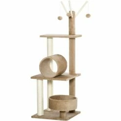 PawHut 1.21m Cat Tree Tower W/Sisal Scratching Posts Bed Tunnel Perch Teaser Toy