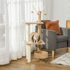 PawHut 1.21m Cat Tree Tower W/Sisal Scratching Posts Bed Tunnel Perch Teaser Toy 2 PawHut 1.21m Cat Tree Tower W/Sisal Scratching Posts Bed Tunnel Perch Teaser Toy -PawHut Shop 51519886 3
