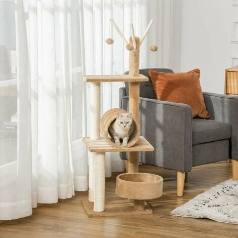 PawHut 1.21m Cat Tree Tower w/Sisal Scratching Posts Bed Tunnel Perch Teaser Toy PawHut 1.21m Cat Tree Tower W/Sisal Scratching Posts Bed Tunnel Perch Teaser Toy -PawHut Shop 51519886 3