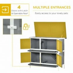 PawHut Double Decker Rabbit Hutch Bunny Cage Pet House Outdoor W/ Tray, Grey 3 PawHut Double Decker Rabbit Hutch Bunny Cage Pet House Outdoor W/ Tray, Grey -PawHut Shop 52824363 4