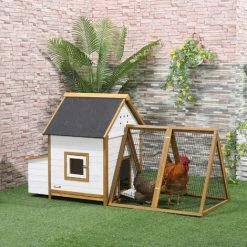 PawHut Chicken Coop Hen House W/ Outdoor Run Nesting Box Removable Tray Window -PawHut Shop 53331945 3