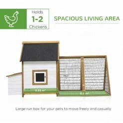 PawHut Chicken Coop Hen House W/ Outdoor Run Nesting Box Removable Tray Window -PawHut Shop 53331945 4