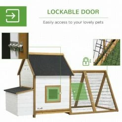 PawHut Chicken Coop Hen House W/ Outdoor Run Nesting Box Removable Tray Window -PawHut Shop 53331945 5