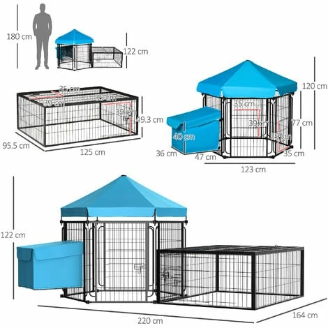 PawHut Steel Chicken Coop, Hexagonal Hen House w/ Water-Resistant Canopy - Blue PawHut Steel Chicken Coop, Hexagonal Hen House W/ Water-Resistant Canopy - Blue -PawHut Shop 53377420 2