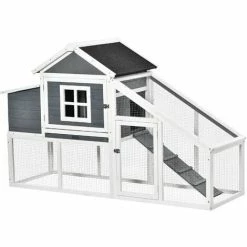 Front Page 4 PawHut Wooden Chicken Coop W/Outside Run, Nesting Box, Slide Out Tray, Ramp