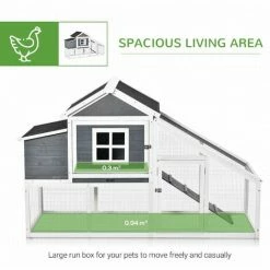 PawHut Wooden Chicken Coop W/Outside Run, Nesting Box, Slide Out Tray, Ramp -PawHut Shop 53377438 4