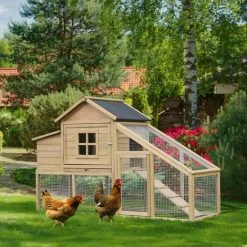 PawHut Wooden Chicken Coop W/Outside Run, Nesting Box, Slide Out Tray, Ramp -PawHut Shop 53592925 3