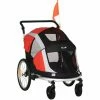PawHut Two-In-One Dog Bicycle Trailer W/ Safety Leash, Reflectors - Red