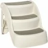 PawHut Foldable Pet Stairs 3 Steps With Non-slip Mats For Small Dogs, Cream