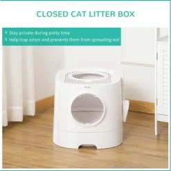 PawHut Cat Litter Box Portable Pet Toilet Fully Enclosed Kitten Pan W/ Scoop -PawHut Shop 53918181 5