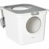 PawHut Cat Litter Tray Pet Litter Box W/ Front Entrance, Top Exit, Scoop - White