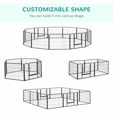 PawHut 12-Panel Pet Playpen, Heavy-Duty Dog Cage w/ Lockable doors, 80 x 60cm PawHut 12-Panel Pet Playpen, Heavy-Duty Dog Cage W/ Lockable Doors, 80 X 60cm -PawHut Shop 54027483 4