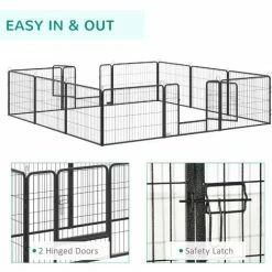 PawHut 12-Panel Pet Playpen, Heavy-Duty Dog Cage W/ Lockable Doors, 80 X 60cm 4 PawHut 12-Panel Pet Playpen, Heavy-Duty Dog Cage W/ Lockable Doors, 80 X 60cm -PawHut Shop 54027483 5