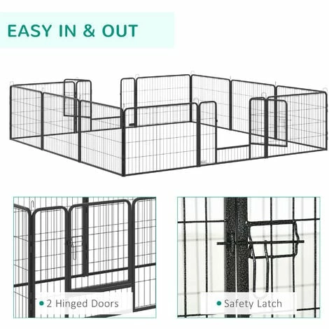 PawHut 12-Panel Pet Playpen, Heavy-Duty Dog Cage w/ Lockable doors, 80 x 60cm PawHut 12-Panel Pet Playpen, Heavy-Duty Dog Cage W/ Lockable Doors, 80 X 60cm -PawHut Shop 54027483 5