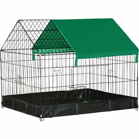 PawHut Rabbit Cage Guinea Pig Small Animal Playpen Water Proof Roof 90x75x75 cm PawHut Rabbit Cage Guinea Pig Small Animal Playpen Water Proof Roof 90x75x75 Cm -PawHut Shop 54027535 1