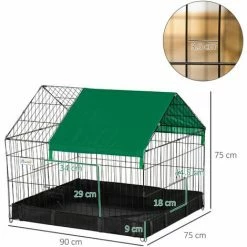 PawHut Rabbit Cage Guinea Pig Small Animal Playpen Water Proof Roof 90x75x75 Cm 1 PawHut Rabbit Cage Guinea Pig Small Animal Playpen Water Proof Roof 90x75x75 Cm -PawHut Shop 54027535 2