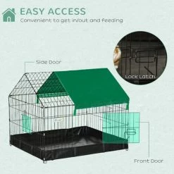 PawHut Rabbit Cage Guinea Pig Small Animal Playpen Water Proof Roof 90x75x75 Cm 3 PawHut Rabbit Cage Guinea Pig Small Animal Playpen Water Proof Roof 90x75x75 Cm -PawHut Shop 54027535 4