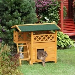 PawHut Cat House Outdoor Kitten Shelter Puppy Kennel W/ Balcony Stairs Roof 2 PawHut Cat House Outdoor Kitten Shelter Puppy Kennel W/ Balcony Stairs Roof -PawHut Shop 54395728 3