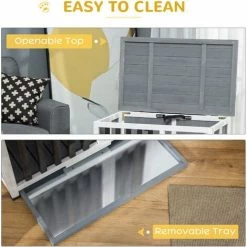 PawHut Wooden Dog Crate Foldable Dog Cage End Table For Small Medium Pets Grey -PawHut Shop 54395729 5