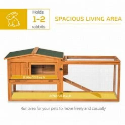 PawHut Rabbit Hutch And Run Outdoor W/ Sliding Tray Hay Rack Ramp, 156x58x68 Cm 4 PawHut Rabbit Hutch And Run Outdoor W/ Sliding Tray Hay Rack Ramp, 156x58x68 Cm -PawHut Shop 54395730 5