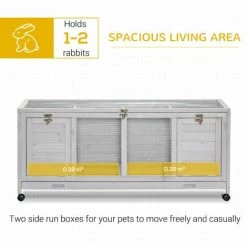 PawHut Rabbit Hutch Mobile Separable Guinea Pig Cage W/ Wheels, Slide-Out Tray 3 PawHut Rabbit Hutch Mobile Separable Guinea Pig Cage W/ Wheels, Slide-Out Tray -PawHut Shop 54395734 4