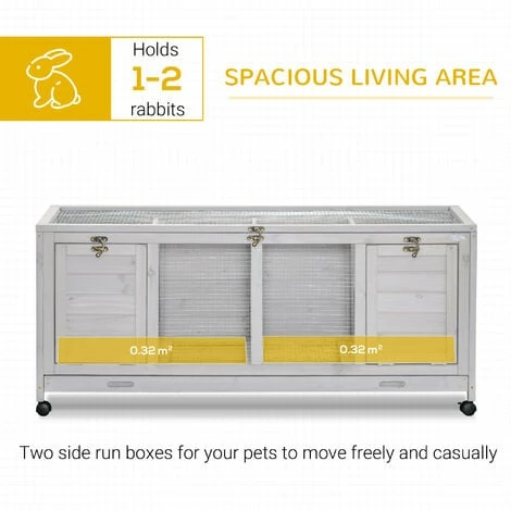 PawHut Rabbit Hutch Mobile Separable Guinea Pig Cage w/ Wheels, Slide-Out Tray PawHut Rabbit Hutch Mobile Separable Guinea Pig Cage W/ Wheels, Slide-Out Tray -PawHut Shop 54395734 4