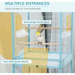 PawHut 2 In 1 Large Bird Cage Aviary With Wheels, Slide-out Trays Wood Perches -PawHut Shop 54444999 5