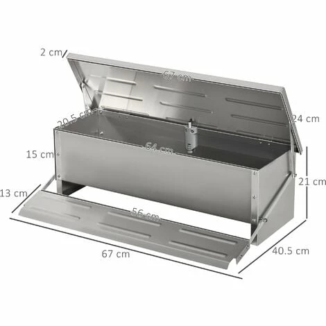 PawHut Automatic Chicken Feeder Poultry Feeder w/ Treadle, Lid, Sliver-Tone PawHut Automatic Chicken Feeder Poultry Feeder W/ Treadle, Lid, Sliver-Tone -PawHut Shop 54445003 2