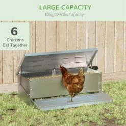 PawHut Automatic Chicken Feeder Poultry Feeder W/ Treadle, Lid, Sliver-Tone 3 PawHut Automatic Chicken Feeder Poultry Feeder W/ Treadle, Lid, Sliver-Tone -PawHut Shop 54445003 4