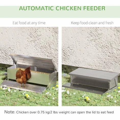 PawHut Automatic Chicken Feeder Poultry Feeder w/ Treadle, Lid, Sliver-Tone PawHut Automatic Chicken Feeder Poultry Feeder W/ Treadle, Lid, Sliver-Tone -PawHut Shop 54445003 5