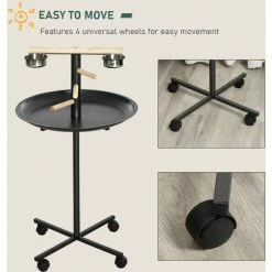 PawHut Metal Bird Table Play Stand, Bird Feeder Station With Wheels Feeding Bowl -PawHut Shop 54691317 4