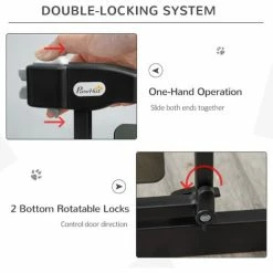 PawHut 76-92cm Adjustable Pressure Fit Pet Safety Gate Dog Barrier, Black -PawHut Shop 54809882 4