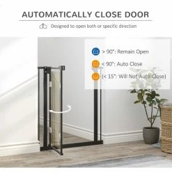 PawHut Pressure Fit Pet Safety Gate Stair Gate W/ Double-Locking, 74-80/84-90cm -PawHut Shop 54809883 5