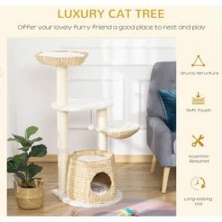 PawHut Cat Tree Activity Center With Cattail Fluff Bed Condo Sisal Post Ball 3 PawHut Cat Tree Activity Center With Cattail Fluff Bed Condo Sisal Post Ball -PawHut Shop 54848599 4