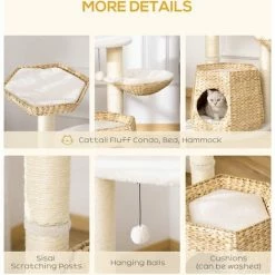 PawHut Cat Tree Activity Center With Cattail Fluff Bed Condo Sisal Post Ball 4 PawHut Cat Tree Activity Center With Cattail Fluff Bed Condo Sisal Post Ball -PawHut Shop 54848599 5