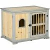 PawHut Wooden Dog Crate Furniture Style Side Table W/ Lockable Door, Window