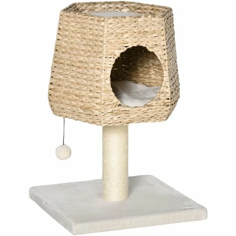 PawHut Cat Tree Activity Center with Cattail Fluff Bed Condo Sisal Post Ball PawHut Cat Tree Activity Center With Cattail Fluff Bed Condo Sisal Post Ball -PawHut Shop 54848602 1