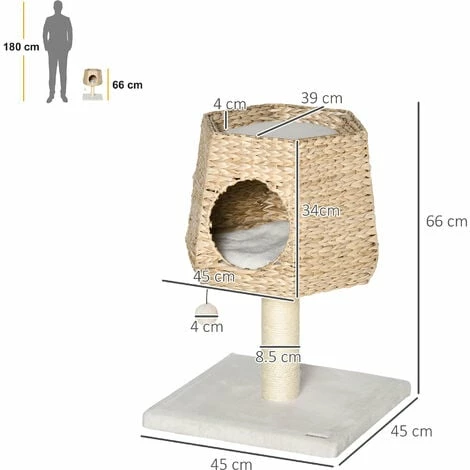 PawHut Cat Tree Activity Center with Cattail Fluff Bed Condo Sisal Post Ball PawHut Cat Tree Activity Center With Cattail Fluff Bed Condo Sisal Post Ball -PawHut Shop 54848602 2
