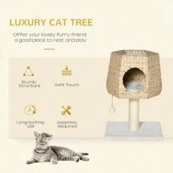 PawHut Cat Tree Activity Center With Cattail Fluff Bed Condo Sisal Post Ball 3 PawHut Cat Tree Activity Center With Cattail Fluff Bed Condo Sisal Post Ball -PawHut Shop 54848602 4