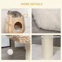 PawHut Cat Tree Activity Center With Cattail Fluff Bed Condo Sisal Post Ball 4 PawHut Cat Tree Activity Center With Cattail Fluff Bed Condo Sisal Post Ball -PawHut Shop 54848602 5