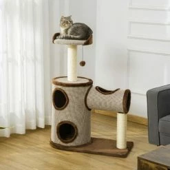PawHut Cat Tree Tower Activity Centre W/ Cat House, Bed, Sisal Post, Hanging Toy -PawHut Shop 54848605 3