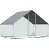 PawHut Walk In Chicken Run Large Galvanized Chicken Coop W/ Cover 3 X 2 X 2m