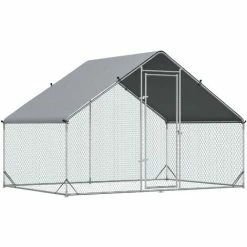PawHut Walk In Chicken Run Large Galvanized Chicken Coop W/ Cover 3 X 2 X 2m