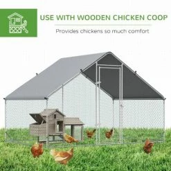 PawHut Walk In Chicken Run Large Galvanized Chicken Coop W/ Cover 3 X 2 X 2m -PawHut Shop 56391302 5