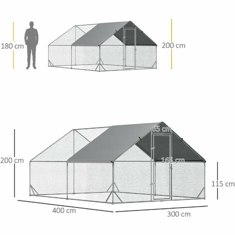 PawHut Walk In Chicken Run Large Galvanized Chicken Coop w/ Cover 3 x 4 x 2m PawHut Walk In Chicken Run Large Galvanized Chicken Coop W/ Cover 3 X 4 X 2m -PawHut Shop 56392000 2