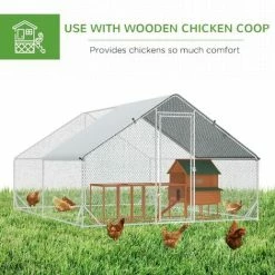 PawHut Walk In Chicken Run Large Galvanized Chicken Coop W/ Cover 3 X 4 X 2m 4 PawHut Walk In Chicken Run Large Galvanized Chicken Coop W/ Cover 3 X 4 X 2m -PawHut Shop 56392000 5